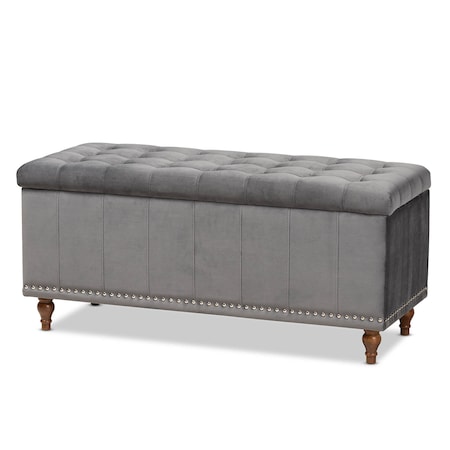 Baxton Studio Kaylee Grey Velvet Upholstered Tufted Storage Ottoman Bench 160-9934